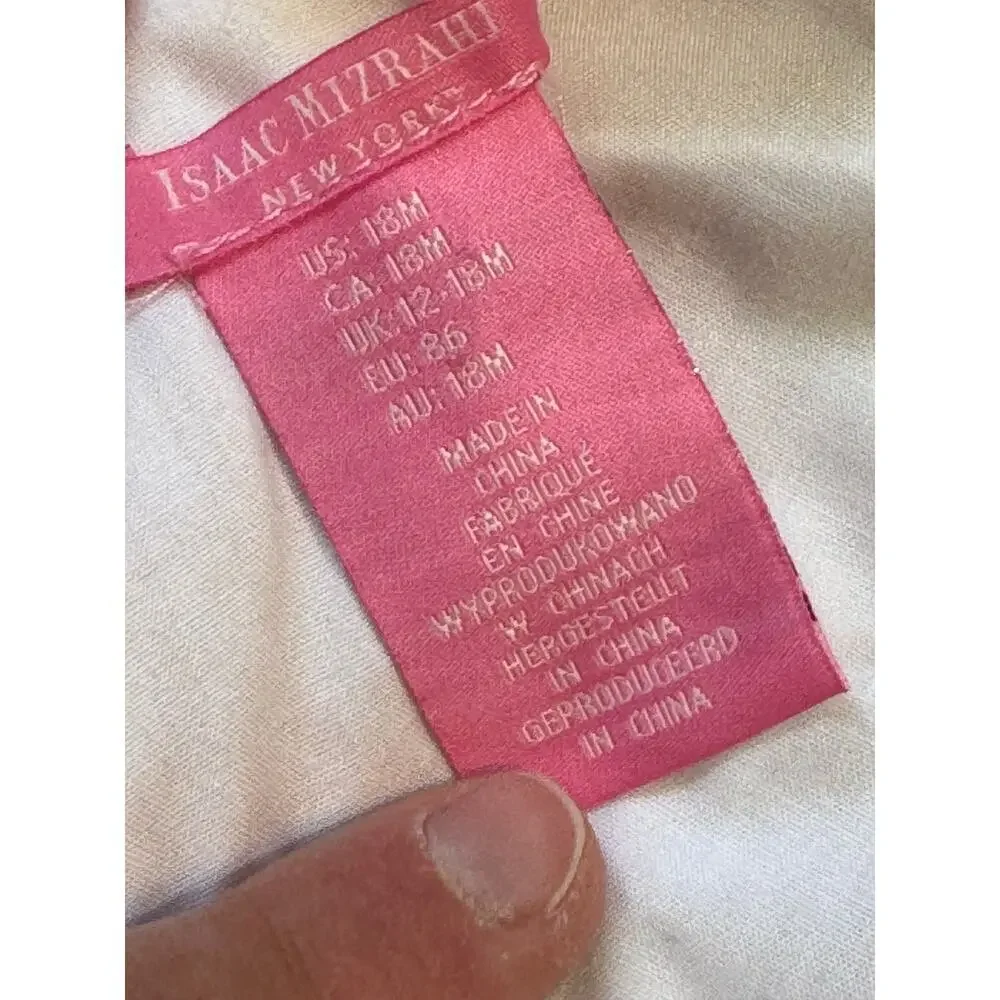 ISAAC MIZRHAI Baby girl dress, size 18 mos., Floral Pink & white